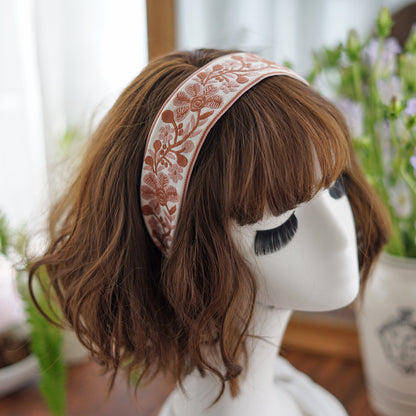 Embroidered flowers wide headband