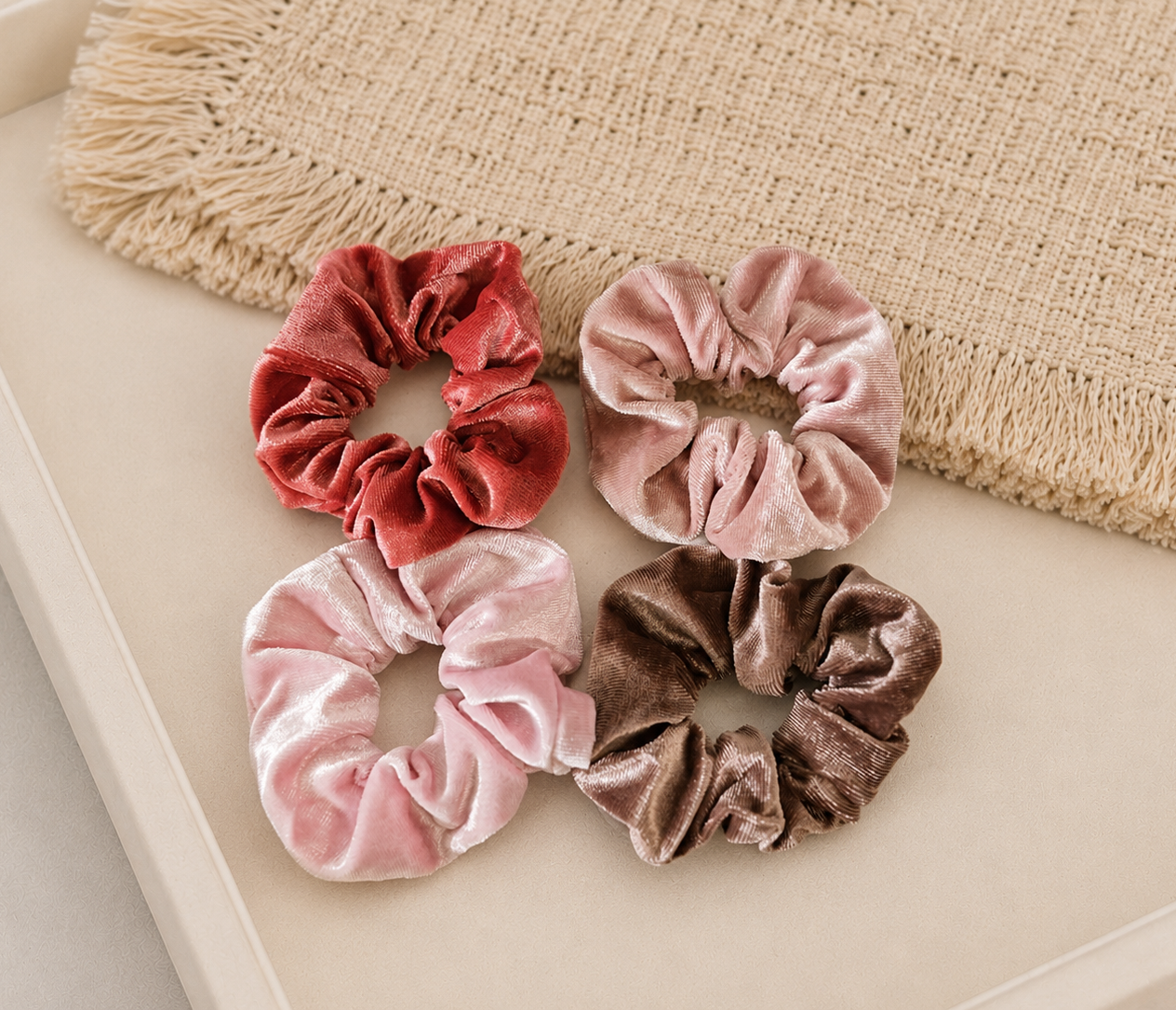 4-pack small velvet scrunchies