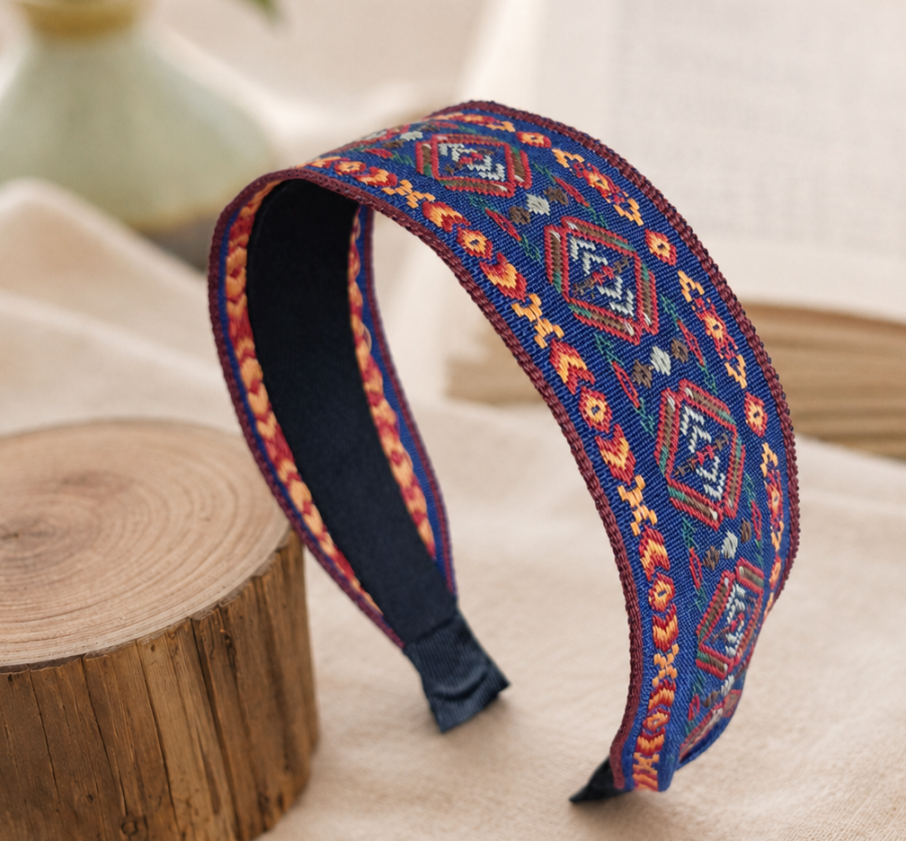 Embroidered wide headband