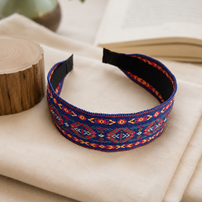 Embroidered wide headband