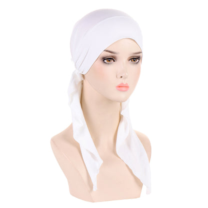 Super soft plain hair cap with scarf