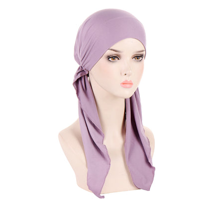 Super soft plain hair cap with scarf