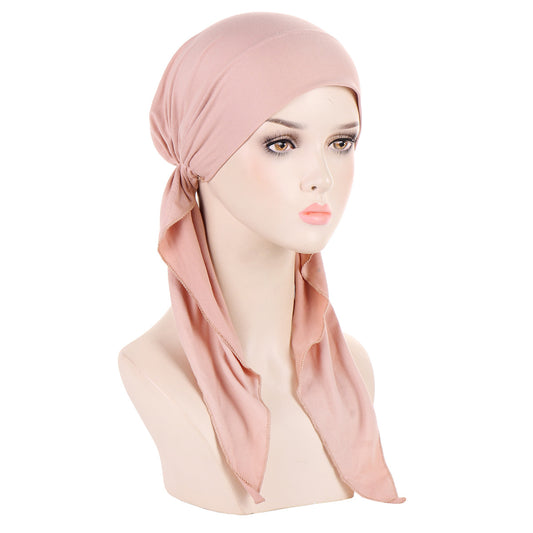 Super soft plain hair cap with scarf