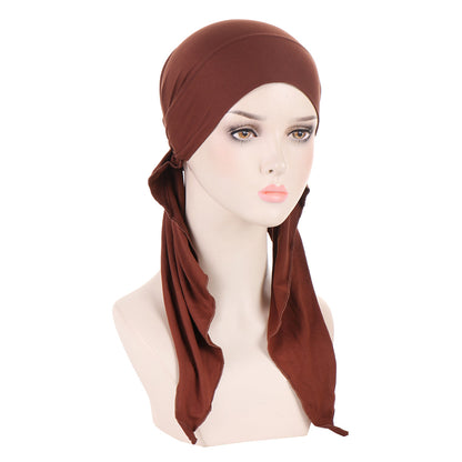 Super soft plain hair cap with scarf