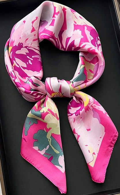Fuchsia floral square scarf