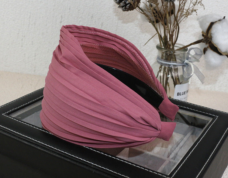 11cm wide plain chiffon pleated headband