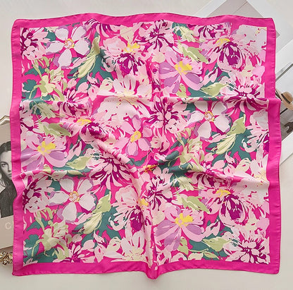 Fuchsia floral square scarf