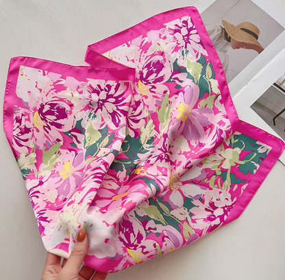 Fuchsia floral square scarf