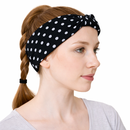 Polka dots print knotted bandanna hair band