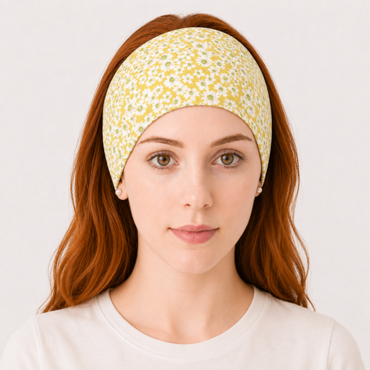 Daisy print knotted bandanna hair band