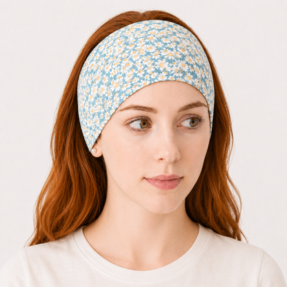Daisy print knotted bandanna hair band