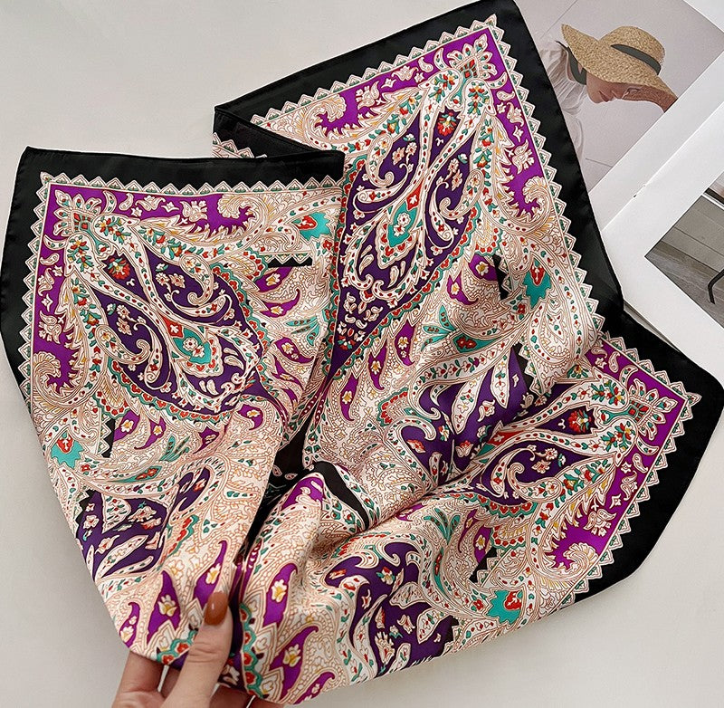 Multicoloured paisley floral square scarf