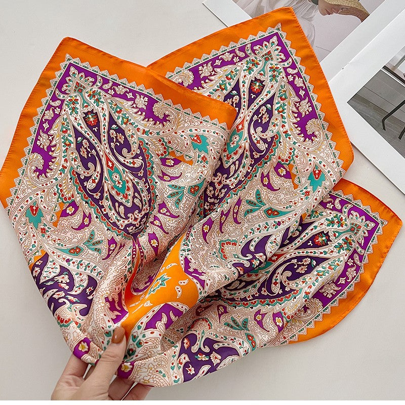 Multicoloured paisley floral square scarf