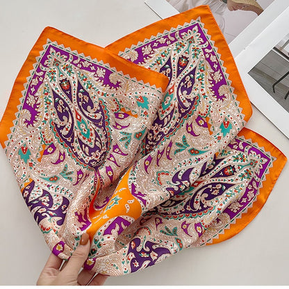 Multicoloured paisley floral square scarf