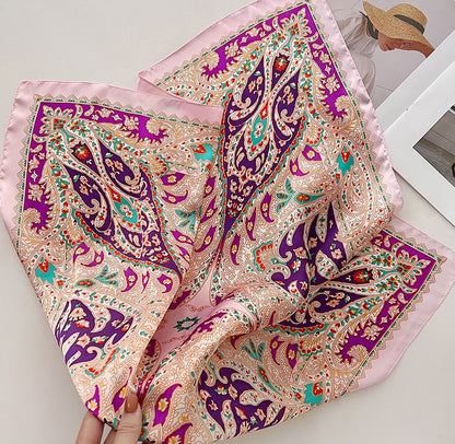 Multicoloured paisley floral square scarf