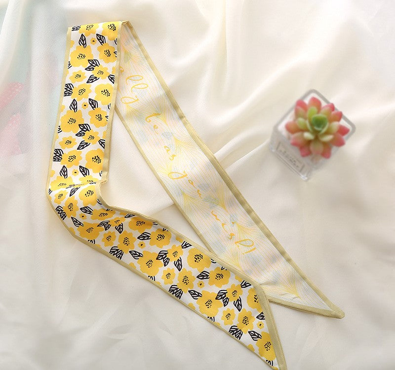 Chiffon long hair scarf in country flowers print