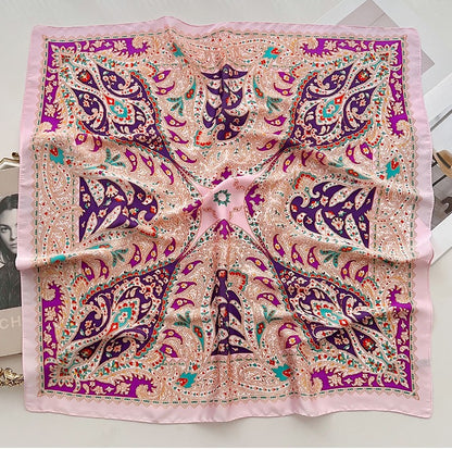 Multicoloured paisley floral square scarf