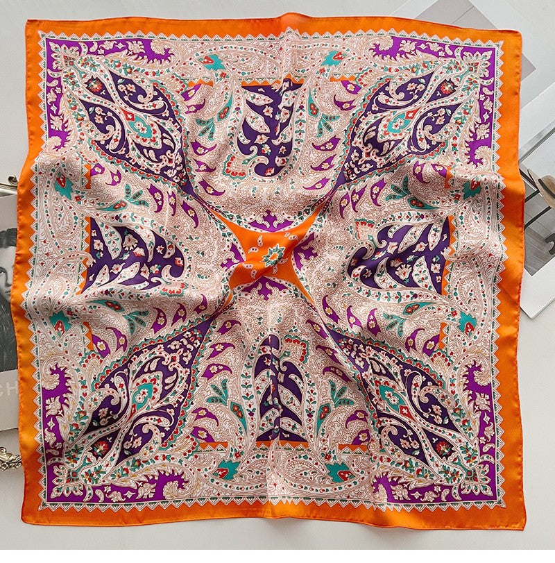 Multicoloured paisley floral square scarf