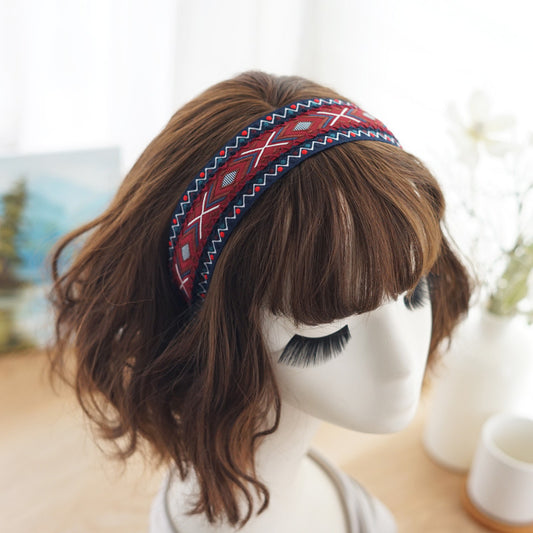 Boho style diamond patterns embroidered headband