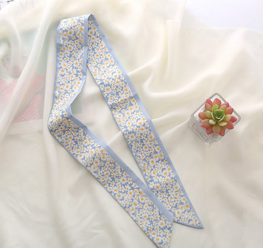 Chiffon long hair scarf in country flowers print