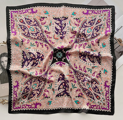 Multicoloured paisley floral square scarf