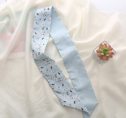 Chiffon long hair scarf in country flowers print