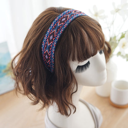 Boho style diamond patterns embroidered headband