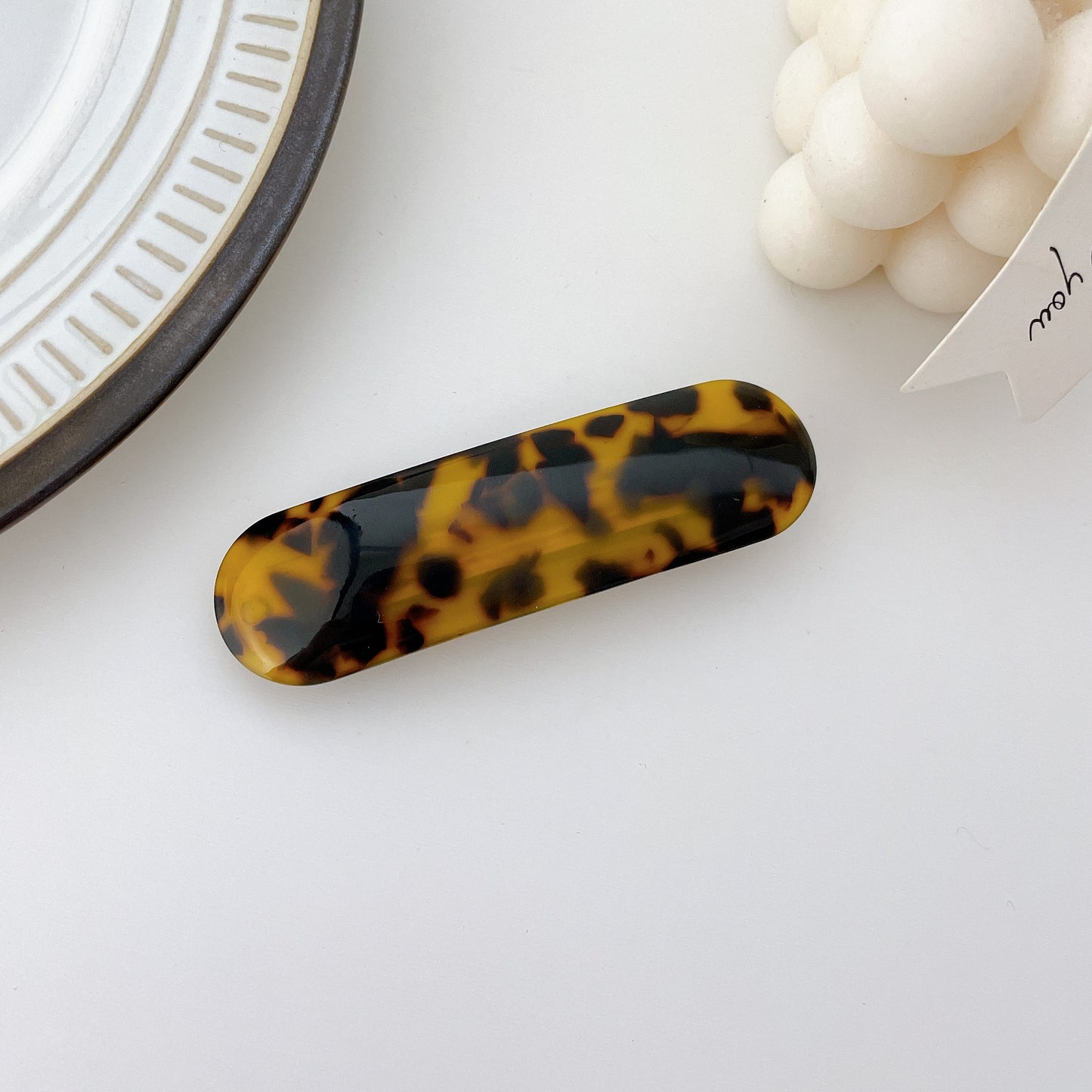 Oval rectangle resin hair barrette