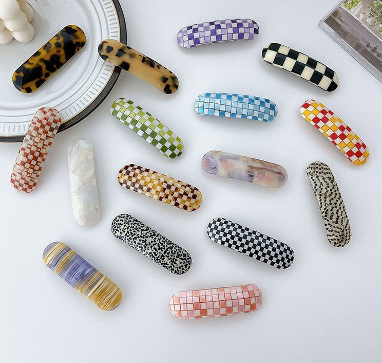 Oval rectangle resin hair barrette