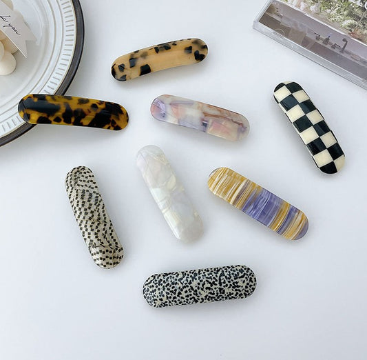 Oval rectangle resin hair barrette