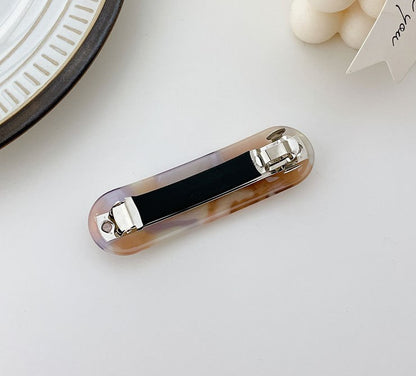 Oval rectangle resin hair barrette