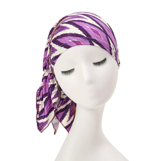 Multicoloured hair cap with tail