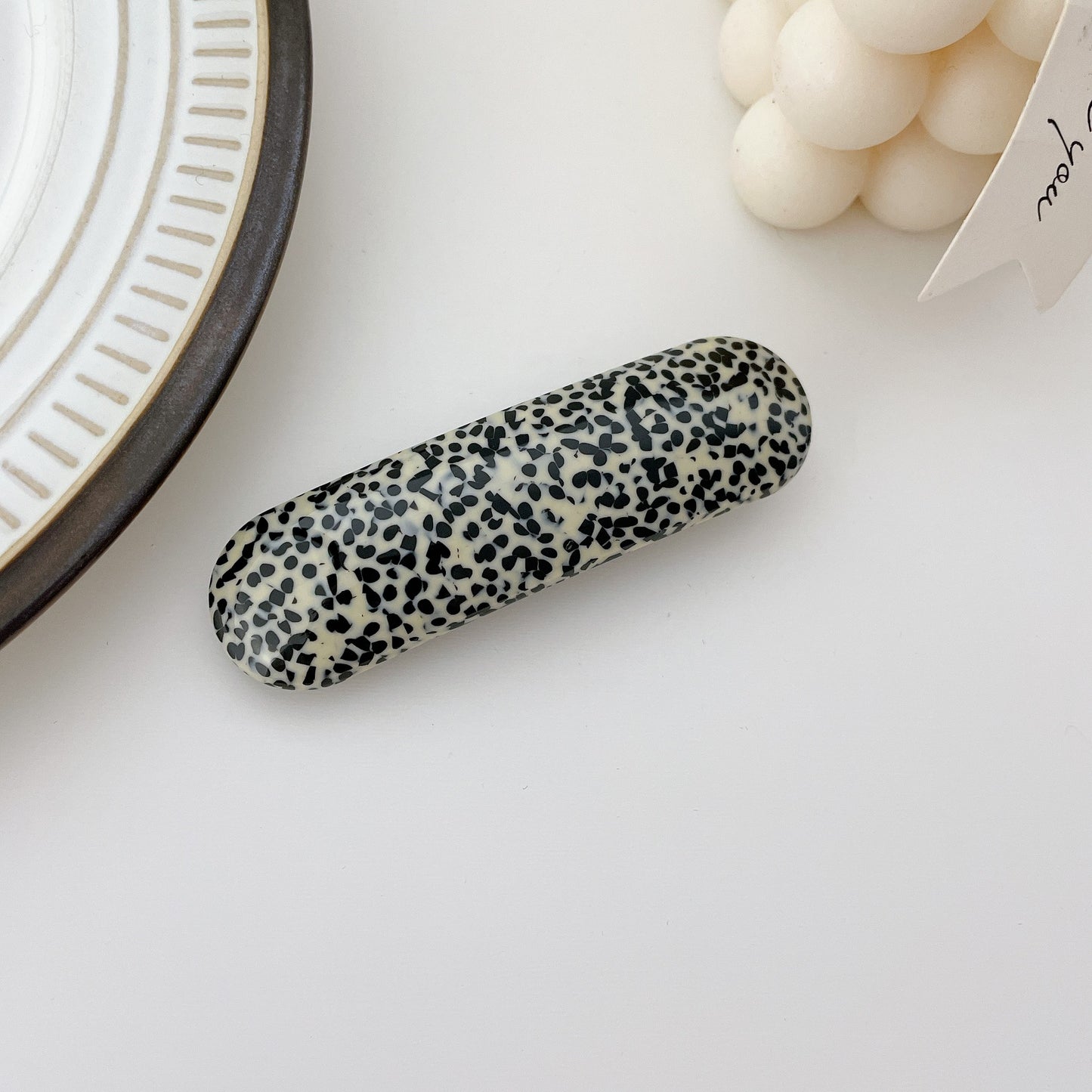 Oval rectangle resin hair barrette