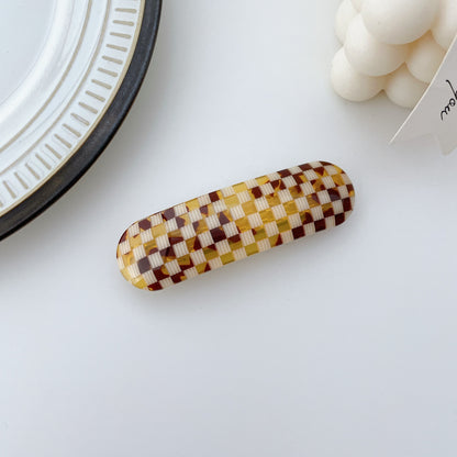 Oval rectangle resin hair barrette