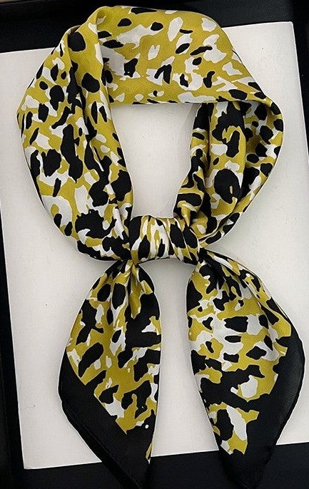Black gold leopard square scarf