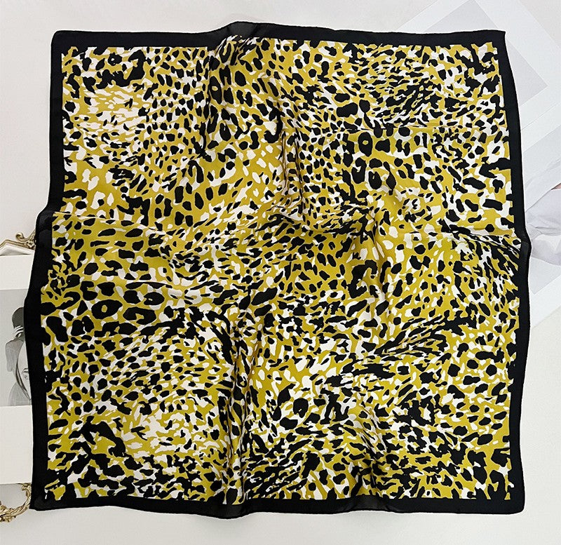 Black gold leopard square scarf
