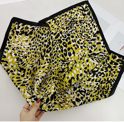 Black gold leopard square scarf