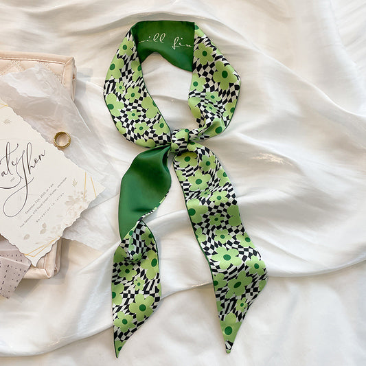 Chiffon long hair scarf in green