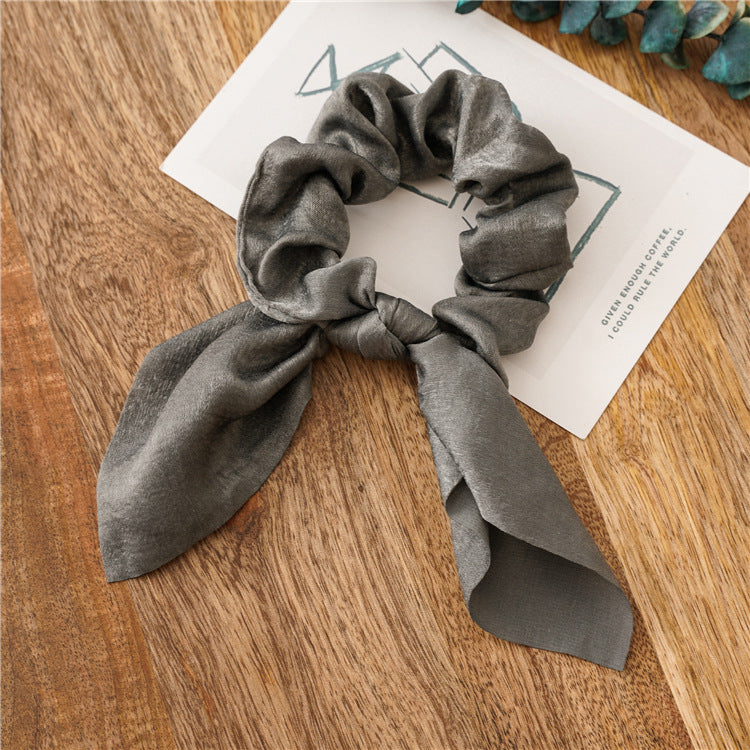 Glossy ribbon scrunchies with bow