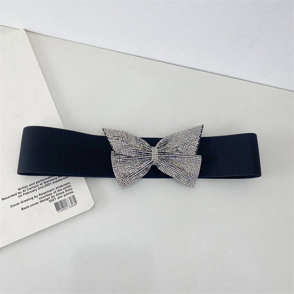 Luxury rhinestones bow stretch belt