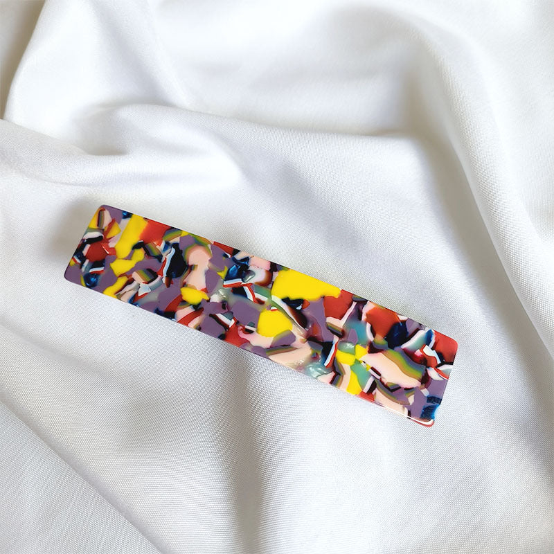 Large resin hair barrette in multi colours