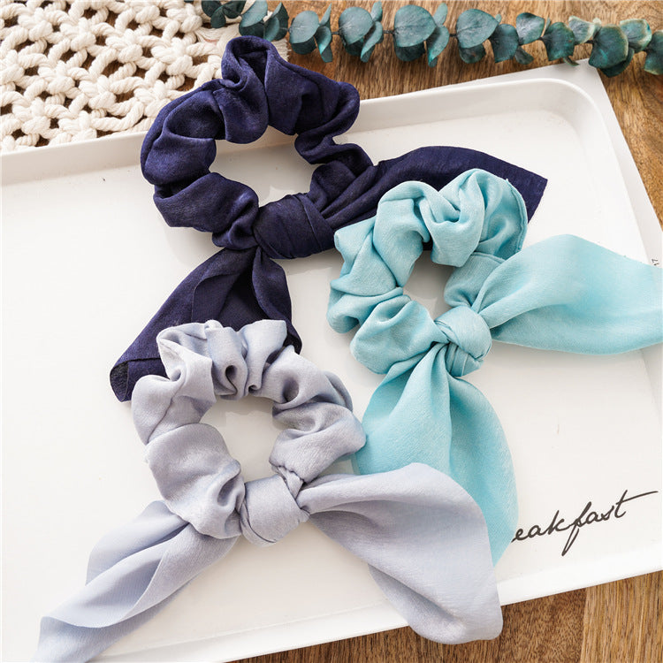 Glossy ribbon scrunchies with bow