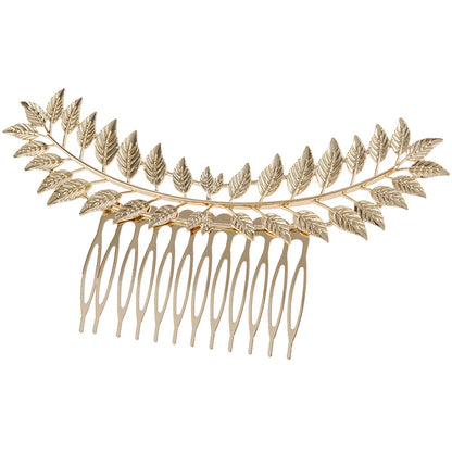 Large metallic leaf branch hair comb