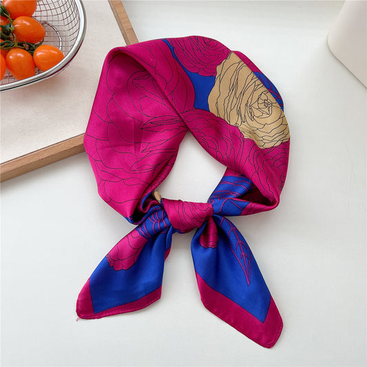 Bright fuchsia floral print square scarf
