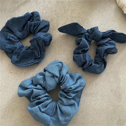 Denim scrunchies