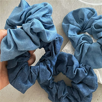 Denim scrunchies