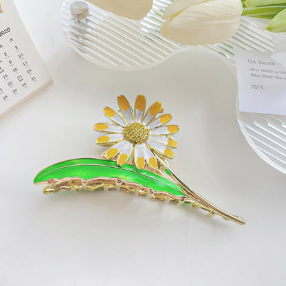 Daisy flower metal hair claw