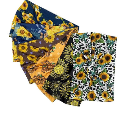 2-way Sun flowers print knotted bandanna headband