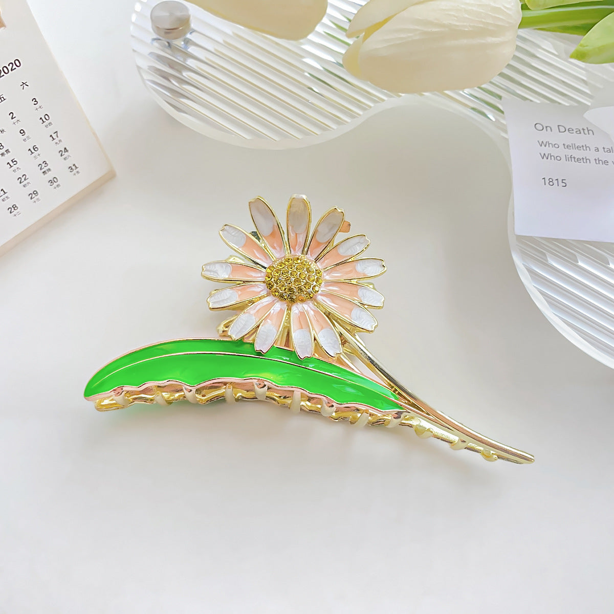 Daisy flower metal hair claw