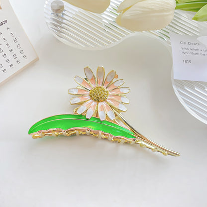 Daisy flower metal hair claw